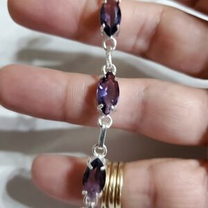 Silver Adjustable Purple  Bracelet